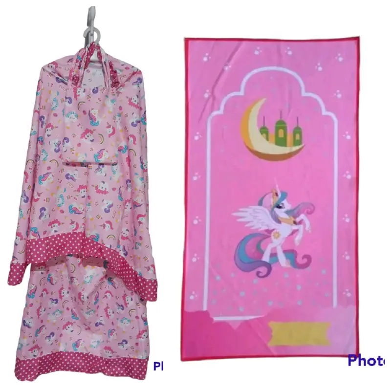 Mukena dan sajadah anak perempuan karakter usia 2-9th terbaru 2023 Katun Muslim Motif 2
