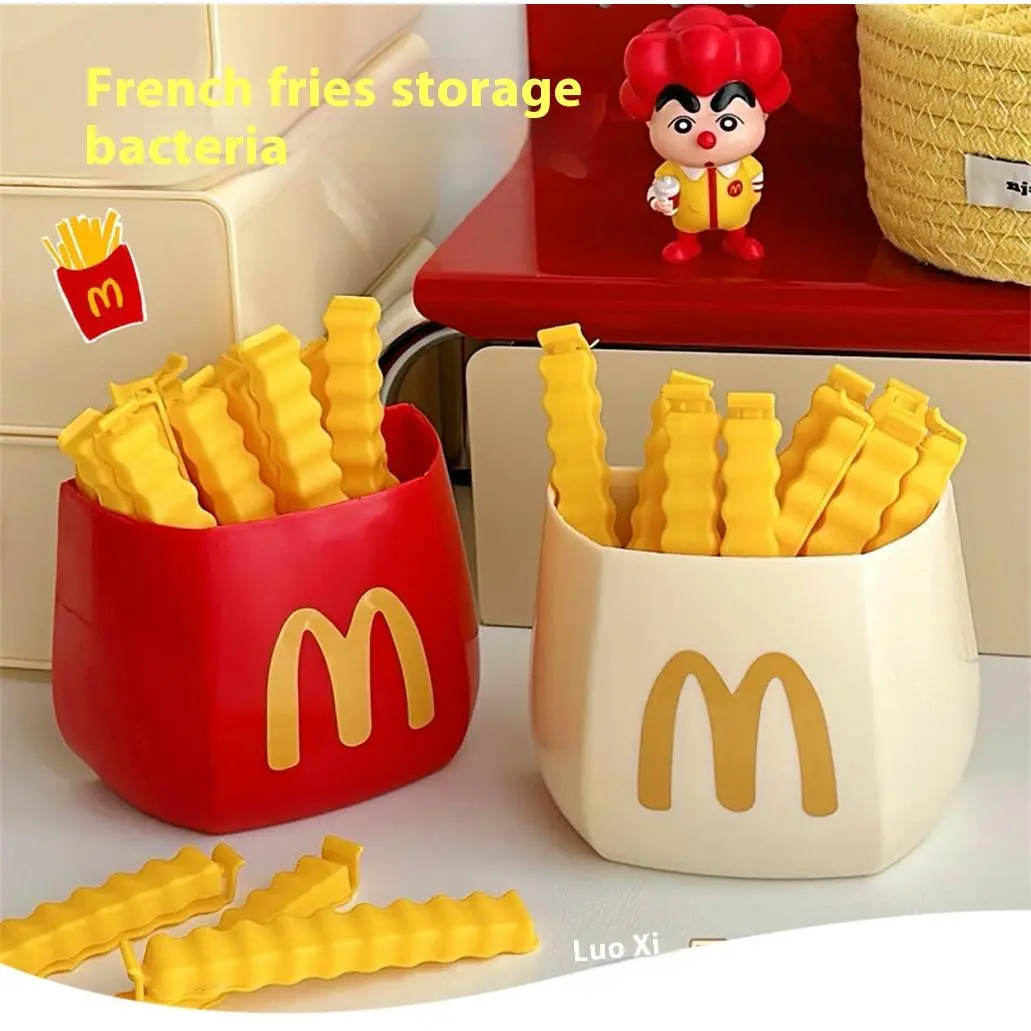 Creative fries sealing clip, magnetic fridge magnet, storage box, food snacks, moisture-proof sealing clip, multi-functional small pen holder Kitchen Utensils