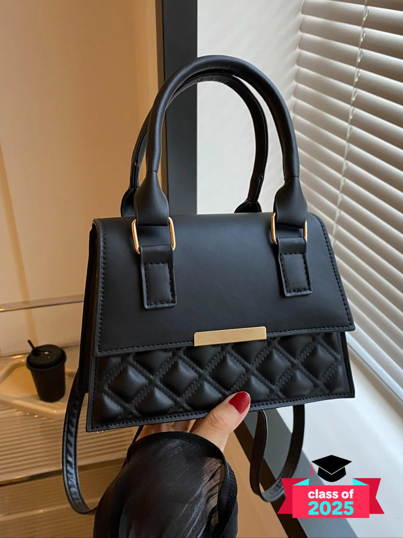 Women's Elegant Style Solid Color Designer Quilted Handbag, Simple Pu Leather Small Square Bag, Buckle Decor Shoulder Bag for Daily Used Designer Handbags Designer Bags