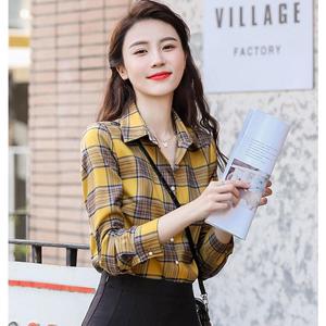เสื้อเชิ้ตลายสก๊อต มาใหม่ สำหรับผู้หญิง แขนยาว ทรงหลวม ทันสมัย เสื้อสตรี