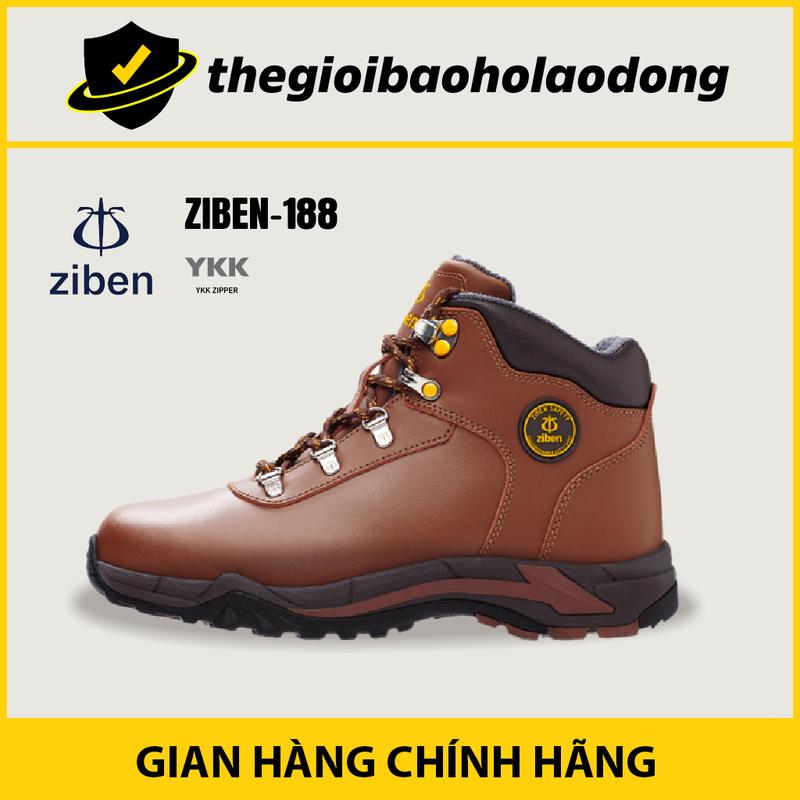  Giày Bảo Hộ Lao Động Ziben 188 Da Thật Khóa Kéo Bên Hông Tiện Lợi Mũi Thép Chống Va Đập Mạnh Đế Giữa Bằng Vải Chống Đâm Xuyên Đế Ngoài Cao Su Chống Trơn Trượt 