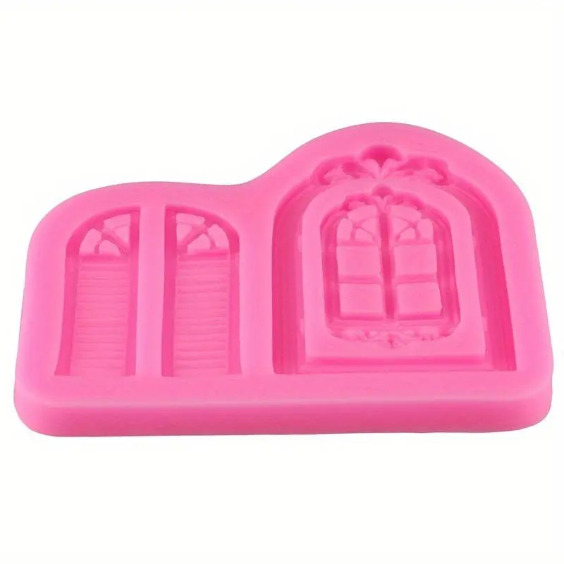 Vintage Window Door Shaped Cake Border Silicone Mold, 1 Count Fondant Cake Decorating Tool, Cupcake Candy Chocolate Mold, Baking Accessories 1