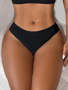 Women's Solid Drop Waist Summer Swim Bottom, Casual Comfy Swim Panty for Beach Vacation, Women's Swimwear Bottoms for All Seasons