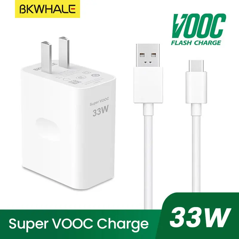 Bộ sạc nhanh, BKWHALE, 33W, Super VOOC, Type-C, Bộ Chuyển Đổi bộ sạc, với cáp sạc