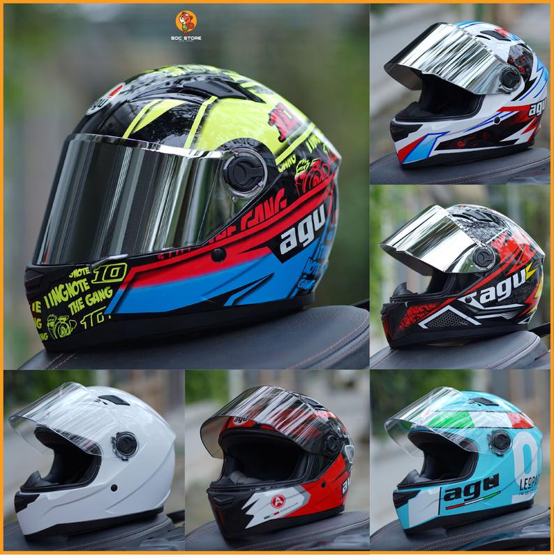 Mũ bảo hiểm FULLFACE agu chính hãng SocStore - Tặng kèm túi đựng mũ