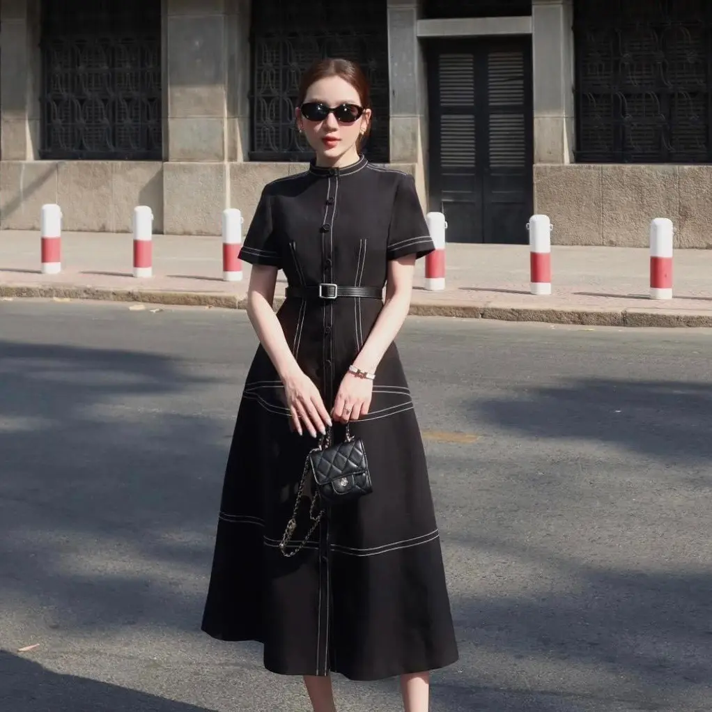 ￼Đầm dáng A thiết kế “ Kalila “ cổ trụ sang chảnh tiểu thư by EM Design