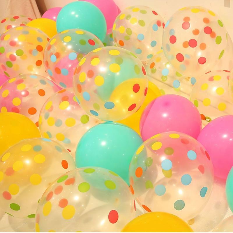 Product Introduction of 12-Inch Thick Ins Transparent Color Polka Dot Balloon Baby Children's Birthday Party Decoration Layout Latex Balloon 5
