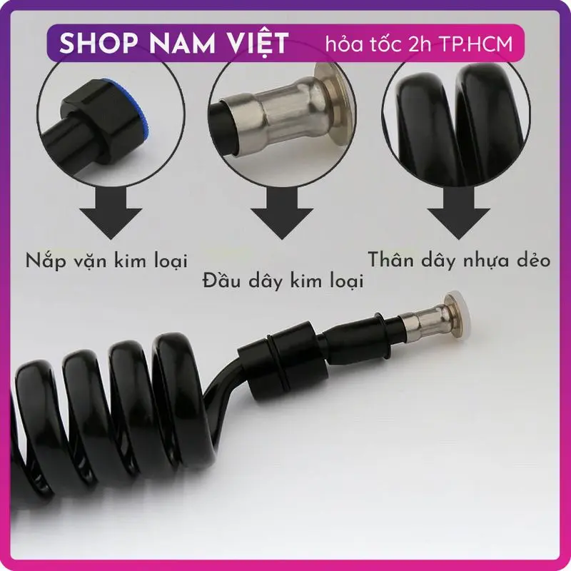 Dây Vòi Xịt Lò Xo Đầu Chụp Kim Loại Cao Cấp 2