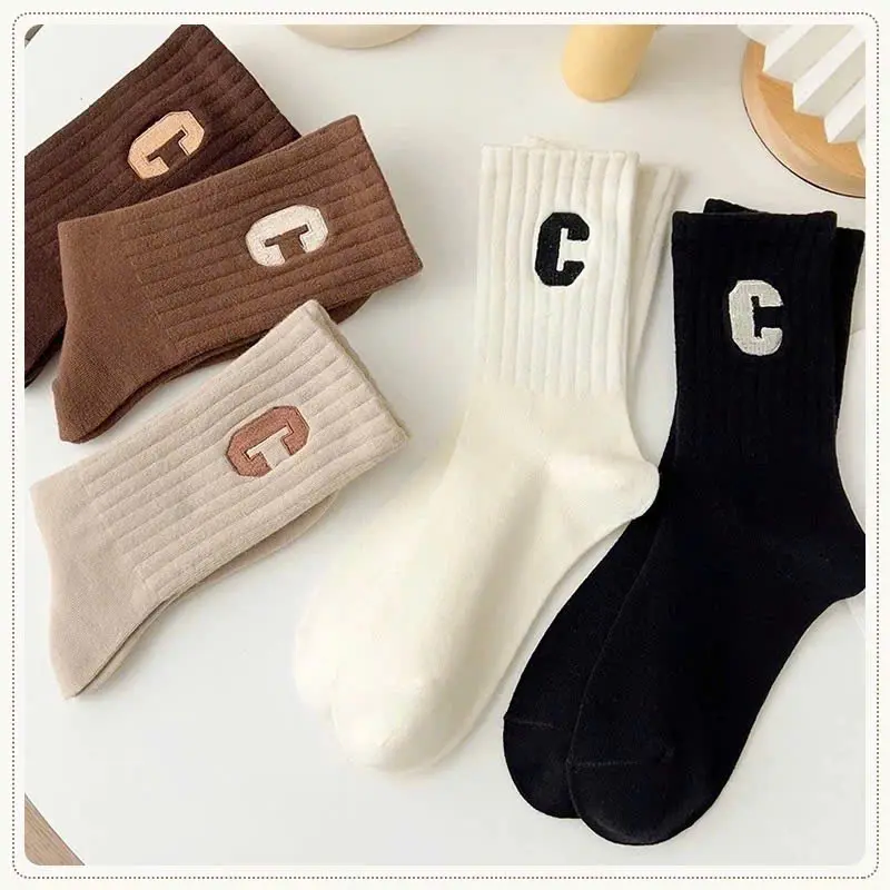 Lố 10 Đôi Tất Nữ Phong Cách Hàn Quốc chữ C, Vớ Cổ Cao Cottton Mềm Voi tat  gaucocao combo  10 len 0