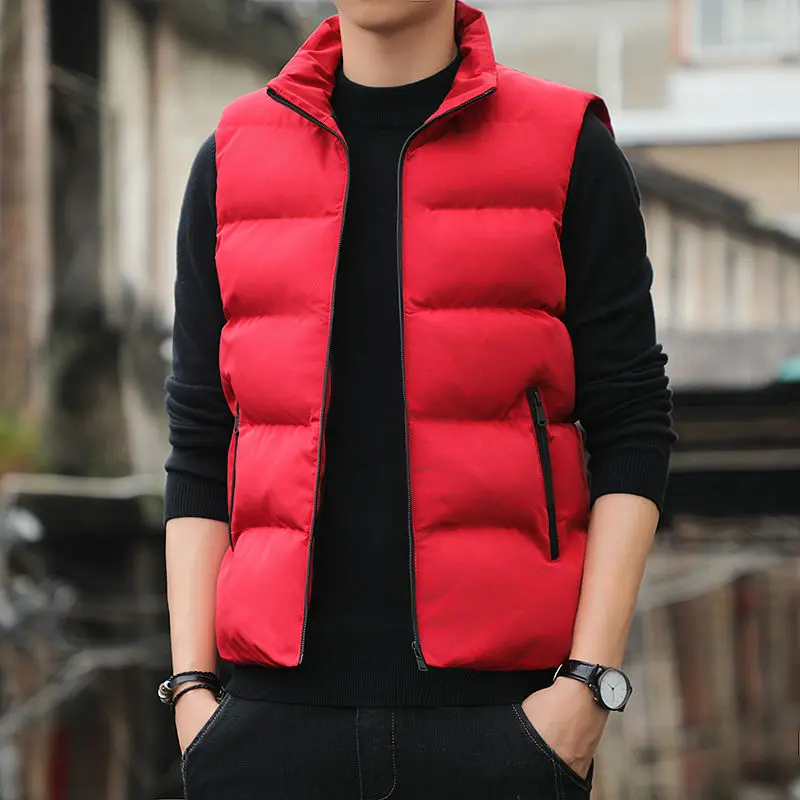 Áo Vest Độn Bông, Áo Khoác Nam Mùa Thu Và Mùa Đông, Cỡ Lớn, Thiết Kế Thời Trang Thanh Niên, Không Tay, Áo Mặc Bên Ngoài, Thích Hợp Cho Nam Giới 5