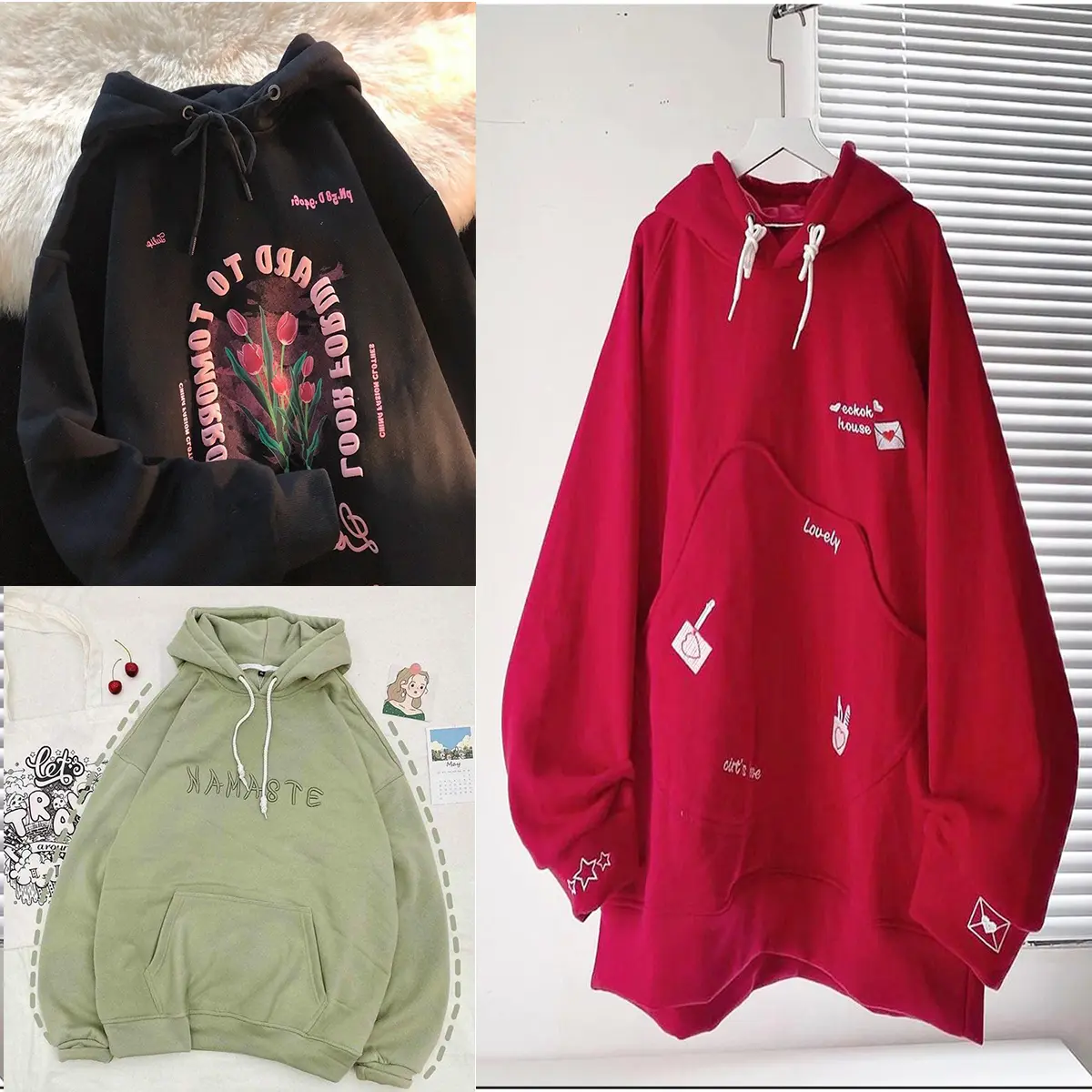 [XÃ KHO] Áo Khoác Nỉ Hoodie Unisex Nam Nữ Tay Phồng Dáng Rộng Freesize 40 Đến 60kg