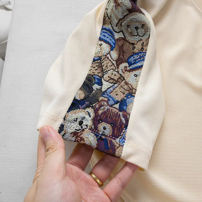 Bộ quần áo nam nữ AMYCHY ngắn tay waffle phối vải gấm dệt gấu nhỏ menswear, thời trang phong cách, co giãn 4 chiều thoáng mát 8