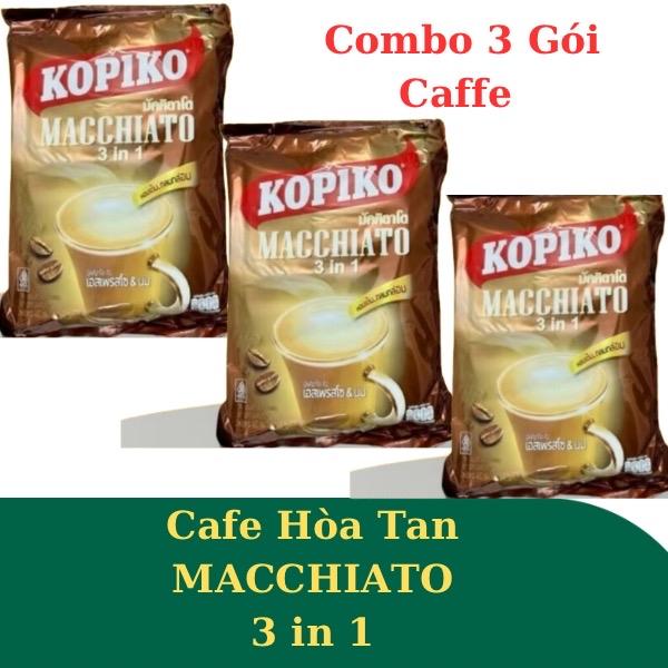 Combo 3 bịch cafe sữa kopiko macchiato 3in1 Thái Lan Coffee Cà Phê Socola