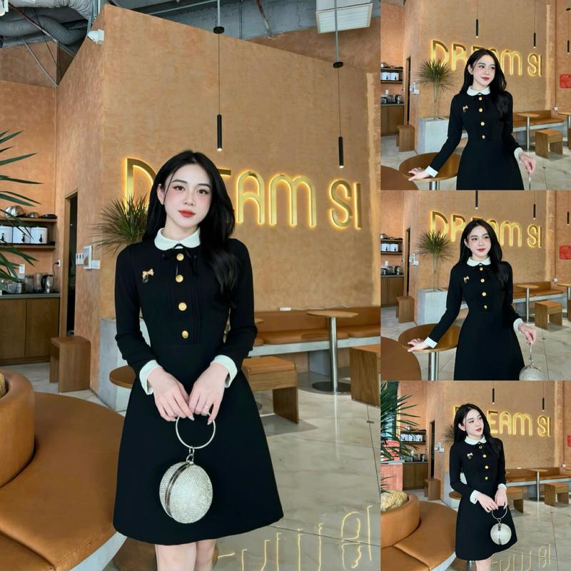 Váy Thiết Kế Evii TK39 dành cho nữ Đầm thiết kế cổ sen nhỏ nơ đính liền xếp ly ngực (tặng kèm tag cài) dáng A ngắn phù hợp đi làm đi chơi và đi dự tiệc Có Bigsize Women Dress