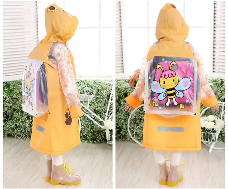 [ kids ] Jas Hujan Anak motif YELLOW BEE KUMBANG Dengan ruang ransel VIRAL Pvc