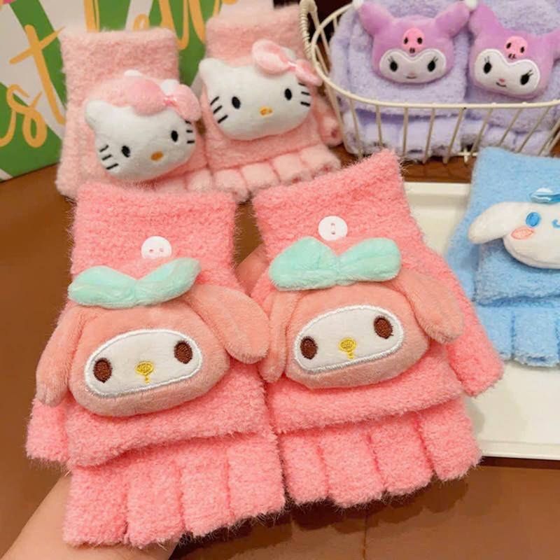 Găng tay len giữ ấm nhều màu nhiều mẫu hoạ tiết koromi melody kitty xinh xắn dành cho các bé gái Voi 5