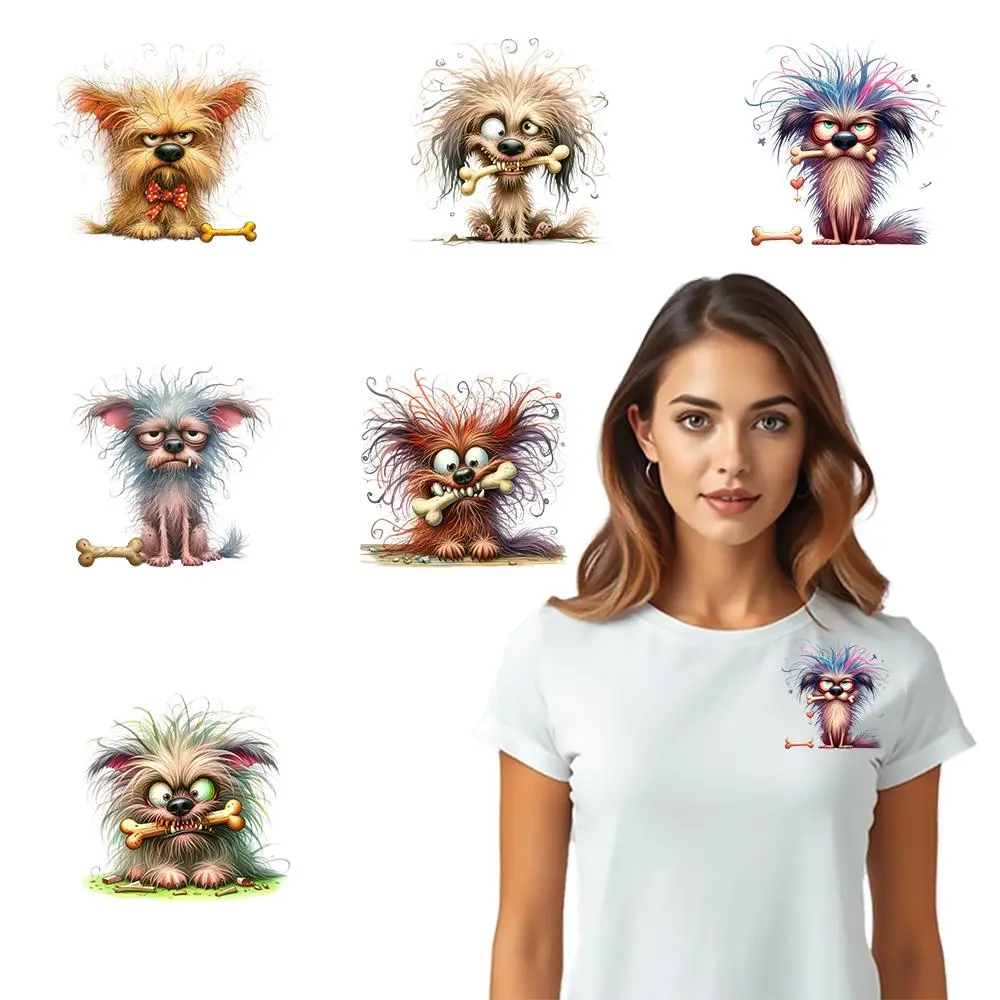 Cute Dog Pattern Heat Transfer Vinyl, 6 Counts/set DIY Heat Transfer Sticker, Heat Press Designs for DIY T-shirts, Bags, and Hats