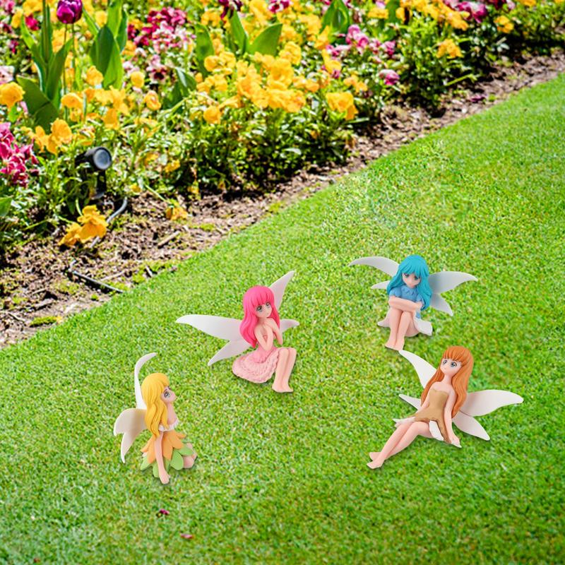 4pcs fairy mini statues set mini decorations for garden and cake ...
