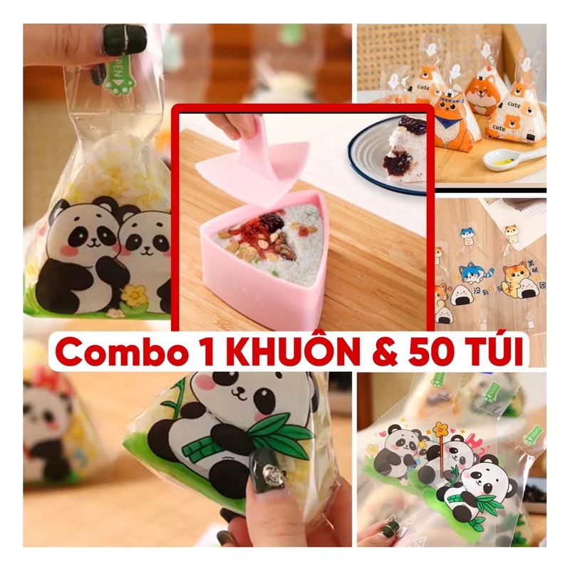 Combo khuôn và túi làm cơm nắm, làm sushi