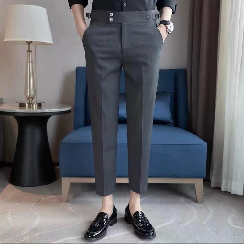 Quần Âu Nam Cạp Cao Sidetab Mặc Đi Chơi,Quần Âu Công Sở Sang Trọng Lịch Lãm Chất Cotton Co Giãn 0