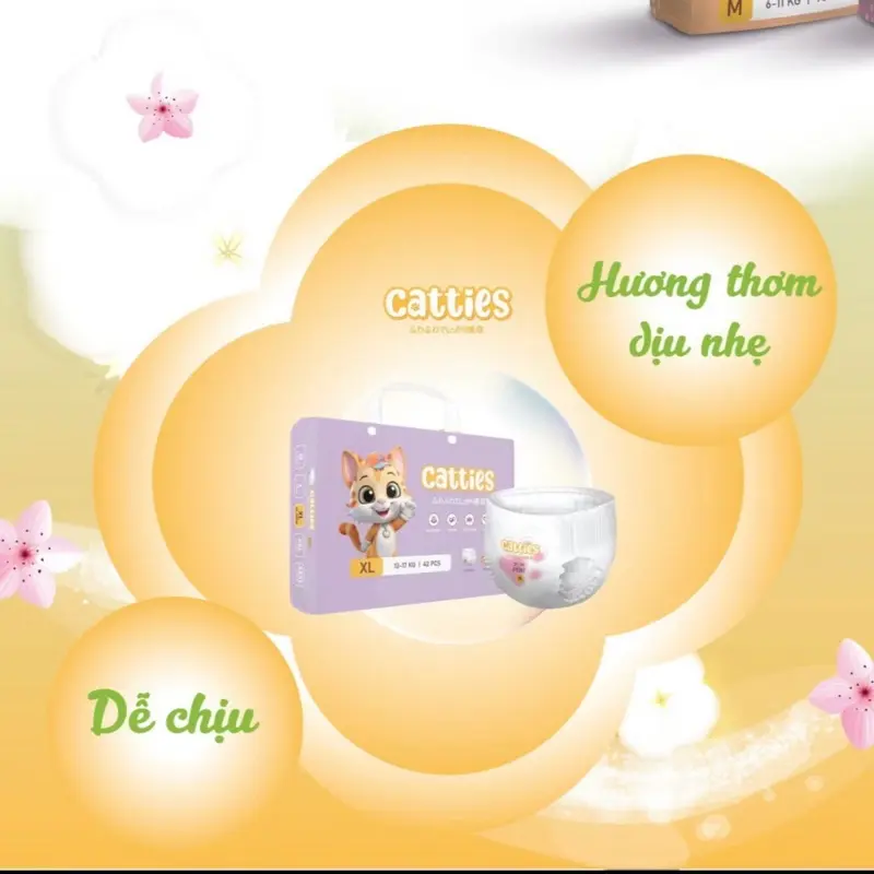 Tã bỉm dán/quần CATTIES tinh hoa bỉm Nhật đủ size S82/M76/M48/L46/XL42/XXL40