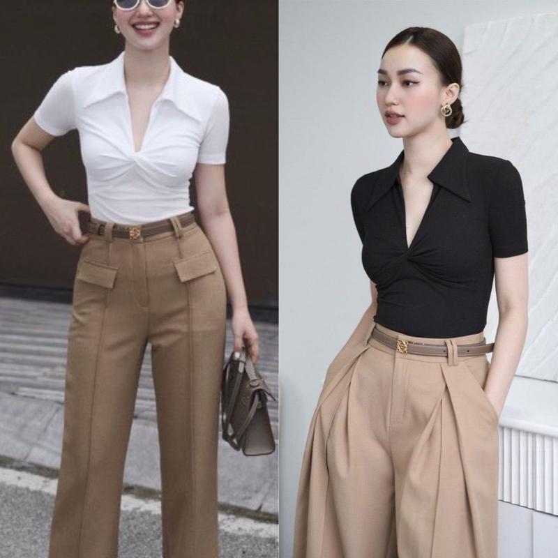 Áo Thun Nữ Bigsize Tay Ngắn Có Cổ LIMO Áo Phong Nữ Bigsize Cổ Bẻ Polo Xoắn Trước Ôm Body Dễ Thương Xinh Vải Thun Gân Tăm MS229 Top Áo Nữ Women