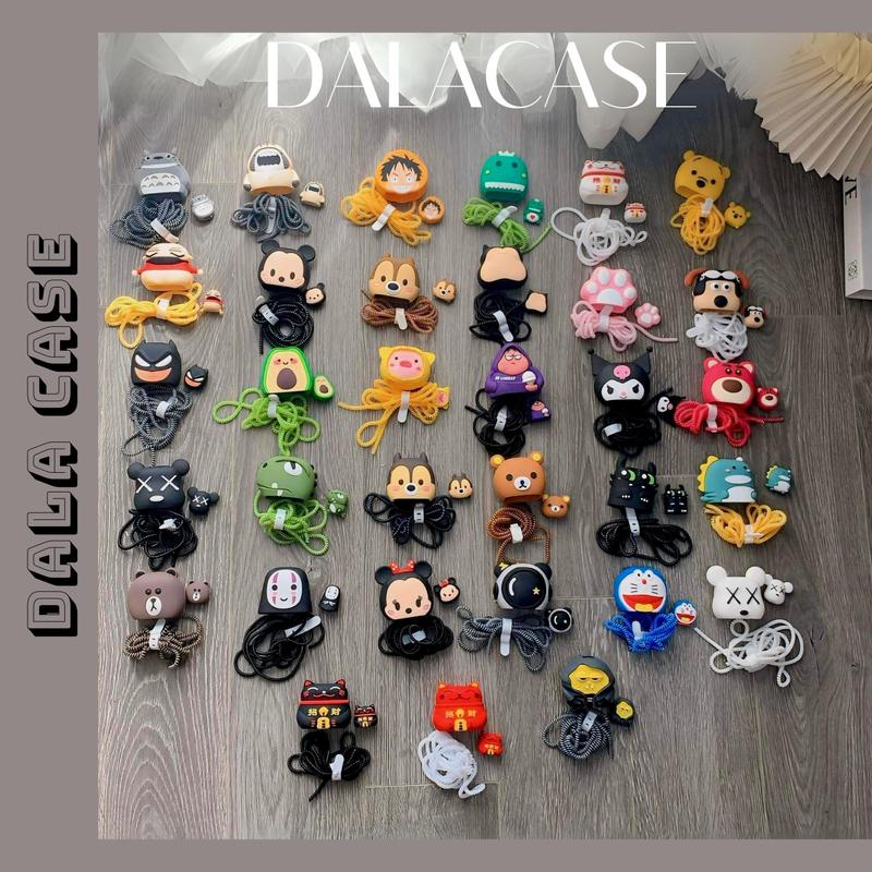 Combo Set 3 Phụ Kiện Bọc Củ Sạc Và Bọc Dây Sạc Cho Bộ Sạc Ip 18W-20W Hình Thú nhiều màu