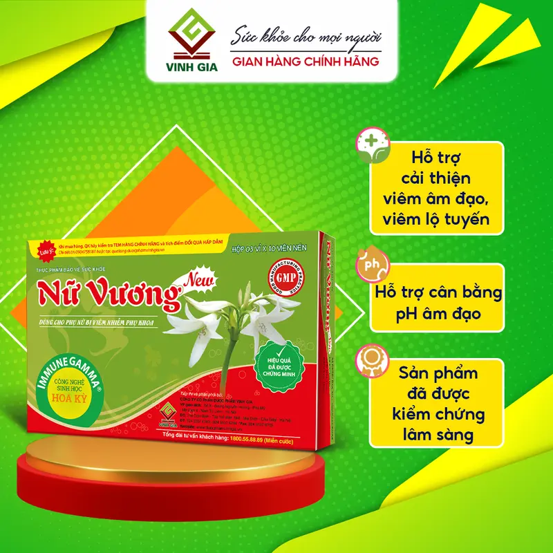 Nữ Vương New - Hỗ Trợ Cân Bằng PH, Giảm Khí Hư, Ngứa Vùng Kín, Viêm Lộ Tuyến - Hộp 30 Viên 0