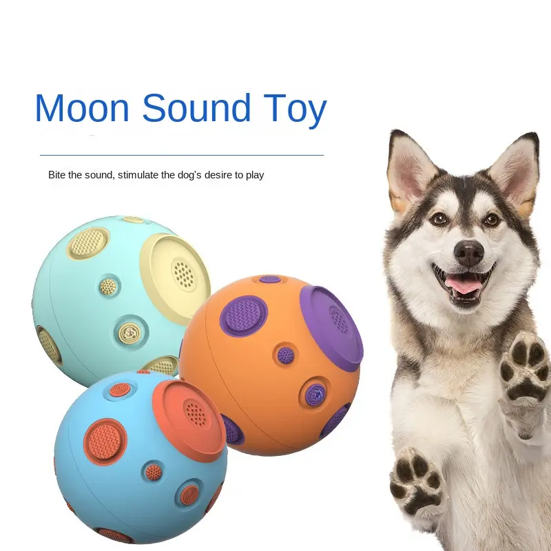 Dog Cat Pet Squeaky Toy Moon Squeaky Ball Durable Chew Squeaky Ball Pet Dog Toy