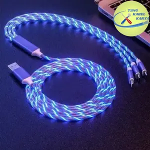 KABEL DATA CHARGER MAGNETIC LED 3 IN 1 CABLE MICRO TYPE C LIGHTNING