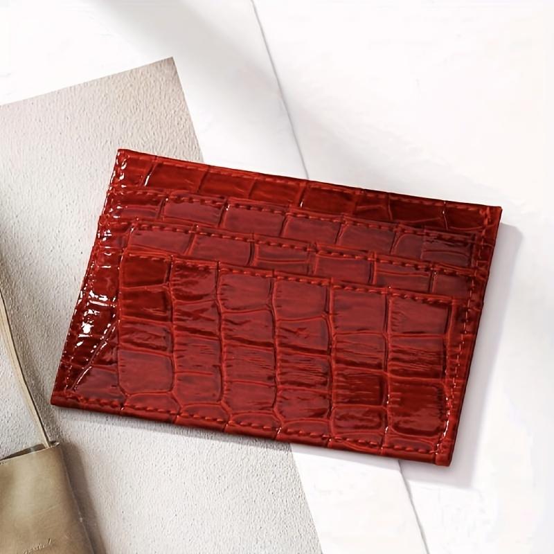 Product Introduction of European/American Style Crocodile Pattern Card Holder, Multi-Card Slots, Unlined, Wet Wipe Clean, Fashion Accessory for Men and Women Card Holder Wallet 0