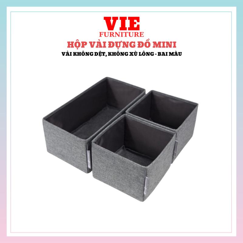 Set 3 Hộp Đựng Đồ Lót VIE Size Mini Bằng Vải Hộp Đựng Trang Sức Và Các Vật Dụng Nhỏ Đa Năng