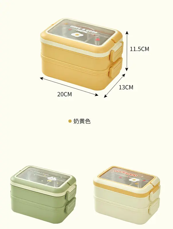 Hộp Cơm 2 Tầng 3 Ngăn Giữ Nhiệt Khay Inox Màu Pastel TINI HCGOOD20 3