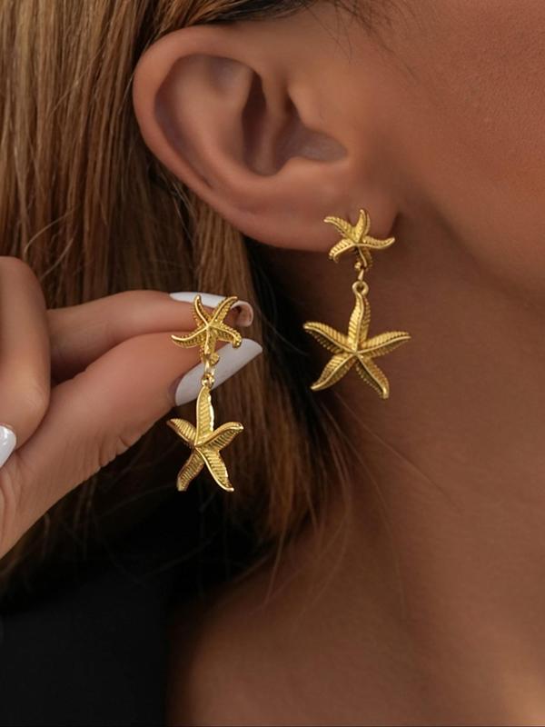 Starfish Design Dangle Earrings, Fashionable Jewelry for Women, Daily Clothing Decor, Trendy All-match & Exquisite Jewelry for Birthday Gift 0