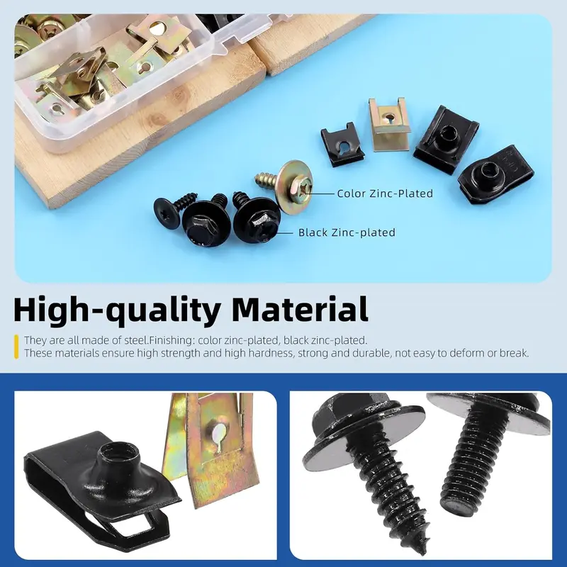 72Pcs 9 Sizes Screw Bolt Nut Retainer Car Engine Under Cover Splash Shield Guard Body Bolts Bumper Fender Liner Push Retainer Fastener Rivet Clips Assortment Kit 4