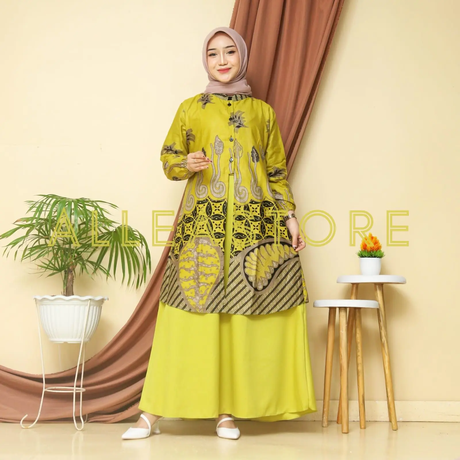 Gamis batik Motif expreso modern premium, dress muslim, gamis batik kombinasi Katun Muslim
