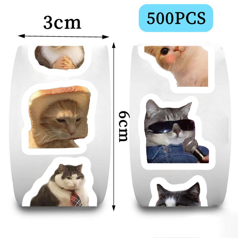 Product Introduction of Hình dán mèo Meme hoạt hình, 500 chiếc, Thích hợp cho phần thưởng học tập, đồ trang trí lớp học, hình dán khuyến khích, cho học sinh và giáo viên 2