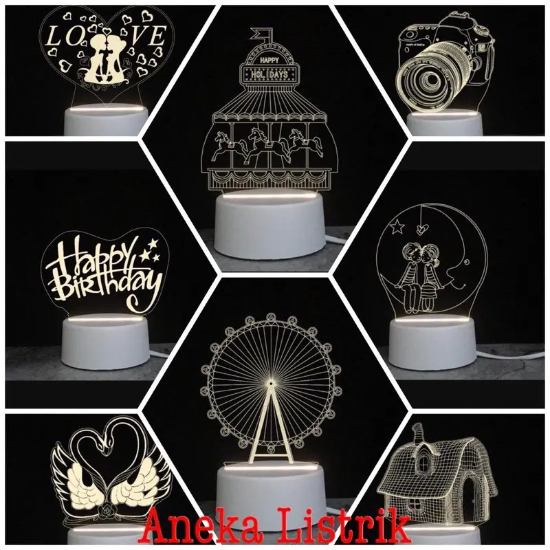 LAMPU HIAS LED ACRYLIC TRANSPARANT KACA 3D AKRILIK 3 DIMENSI DEKORASI KAMAR PAJANGAN RUMAH HIASAN MALAM NIGHT LAMP TIDUR TRANSPARAN HAMPERS KADO HADIAH GIFT BOX HAMPERS ULTAH ULANG TAHUN BIRTHDAY GRADUATION WISUDA VALENTINE HARI KASIH SAYANG ANNIVERSARY 2