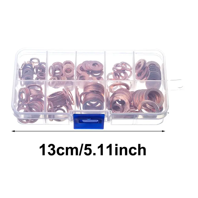 Copper Washer Set, Copper Gasket Set with Storage Box, Durable Gasket Set for Boat, DIY Projects, General Hardware Accessories 1