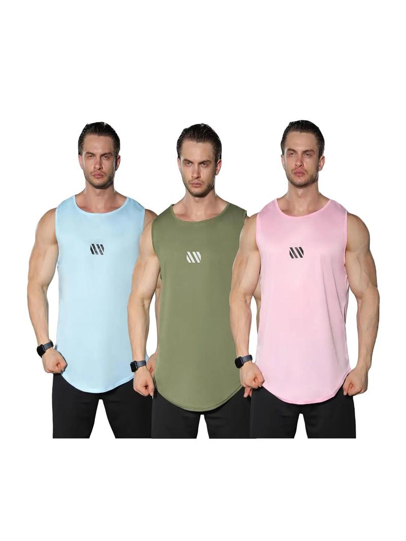 Product Introduction of LGBTQ+ Men's Geometric Print Sports Tank Top, Quick Drying Workout T-shirts, Men's Sportswear for Indoor Outdoor Wear, Summer Outfits 2024 9