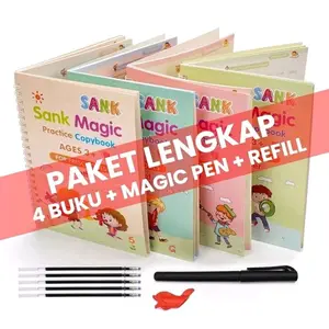 [ISI 4 BUKU + PULPEN + REFILL] Buku Ajaib Bisa Hapus Sendiri, Sank Magic Alphabet Practice Book Set Buku Edukasi Belajar Menulis Pen Pulpen Tinta Stationery Anak