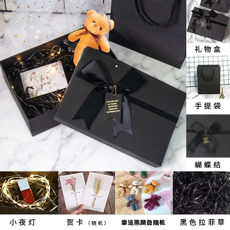 Hộp quà, hình vuông và hình chữ nhật, phong cách Ins, hộp quà tặng Phong Cách Instagram, hộp rỗng, kích thước lớn, thích hợp làm quà sinh nhật hoặc quà tặng Halloween, hộp quà sinh nhật đầy đủ 3