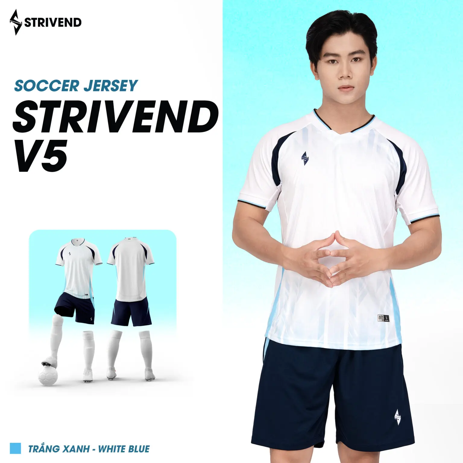 QUẦN ÁO BÓNG ĐÁ, ĐỒ ĐÁ BANH NAM NỮ STRIVEND V5 - CHẤT VẢI THOÁNG KHÍ, THẤM HÚT MỒ HÔI, ĐƯỜNG MAY CHẮC CHẮN, BỀN BỈ, NĂNG ĐỘNG, HIỆN ĐẠI  - NHẬN IN TÊN SỐ TỪ 1 BỘ - ĐỨC DŨNG SPORT Trang Phục