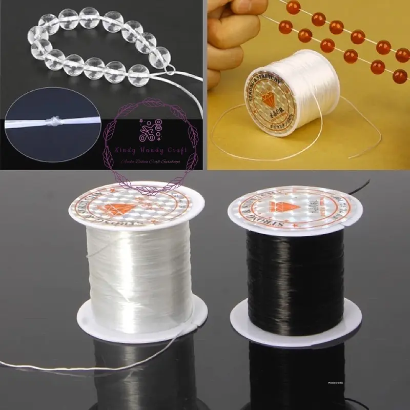 Senar Elastis 0.5/0.6/0.7/0.8/1.0mm Per Roll - Benang / Benang Karet / Benang Melar / Tali Senar 1