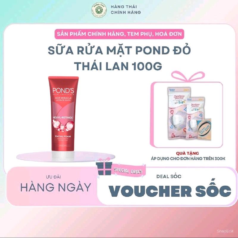Sữa rửa mặt Pond đỏ Thái Lan chống lão hóa 100g
