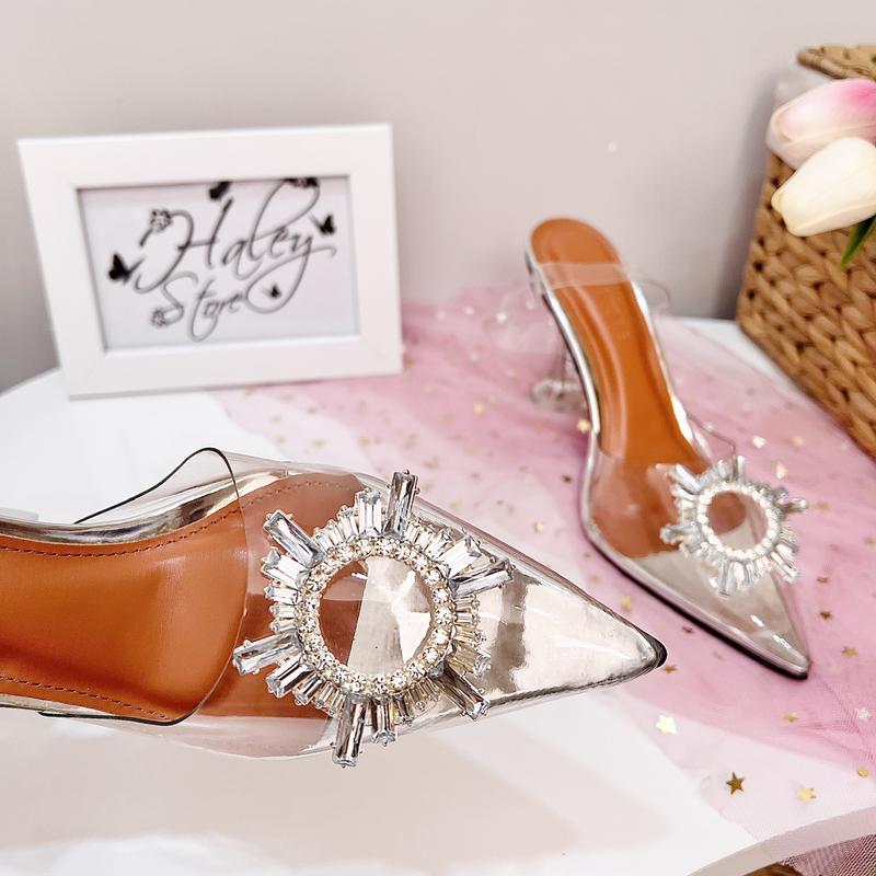 Product Introduction of (FORM NHỎ- LẤY LÊN 1 SIZE)Giày cao gót phale đá mặt trời bít mũi 9cm/7cm HALEY STORE mika trong suốt đi chơi đi tiệc đi làm đám cưới kỉ yếu 9