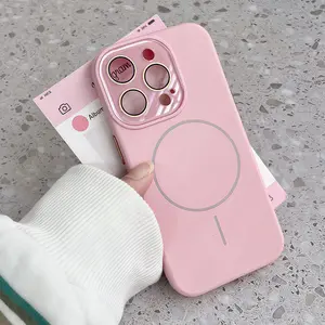 Premium Soft Casing with Magsafe Magnetic Matte Pink Silicone Case For iPhone 13 11 12 14 16 15 PRO MAX 15PLUS Black Titanium Color Cover