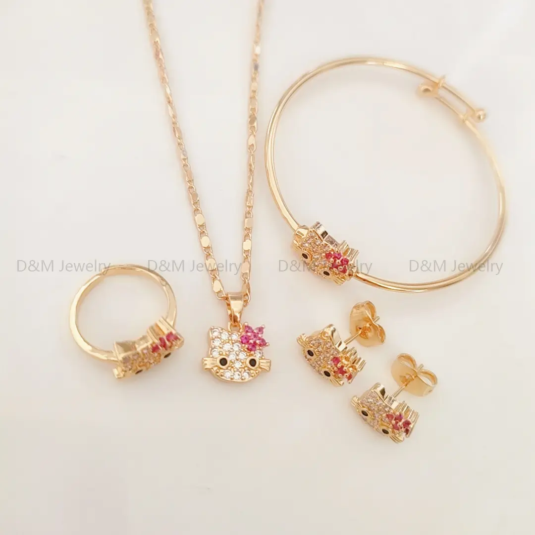 Rose Gold Hello Kitty Jewelry Set For Kids