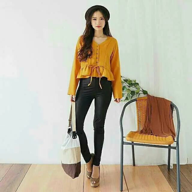 [cod] Atasan Fashion Blouse Misso Vneck Kancing Wanita JA1740 2