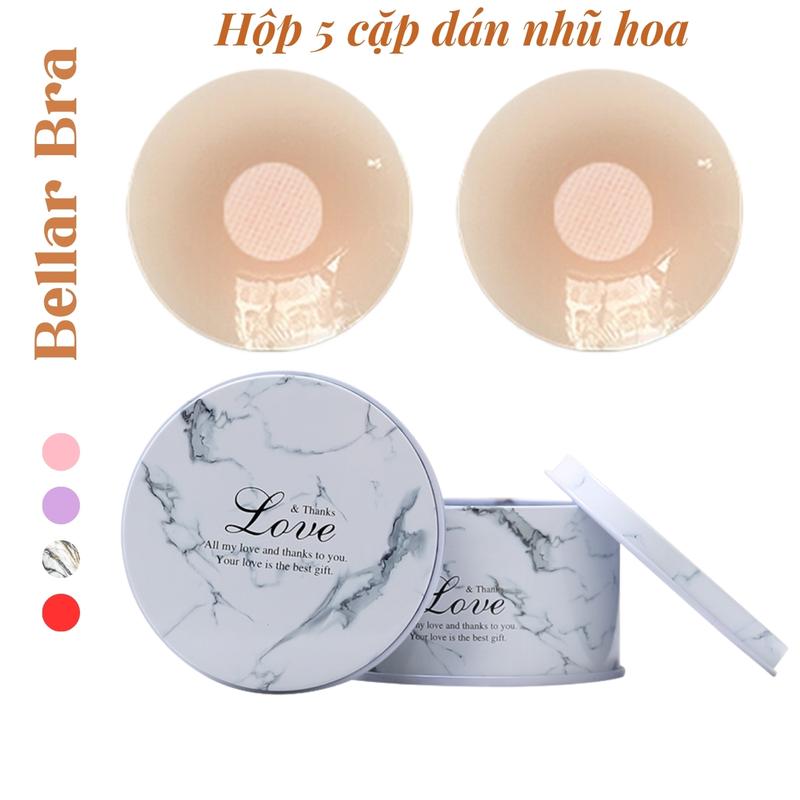  Miếng Dán Ngực Bellar Bra - Hộp 10 miếng dán nhũ hoa 6cm silicon siêu dính tái sử dụng nhiều lần Women Cao Su Kem silicone Pink D329 